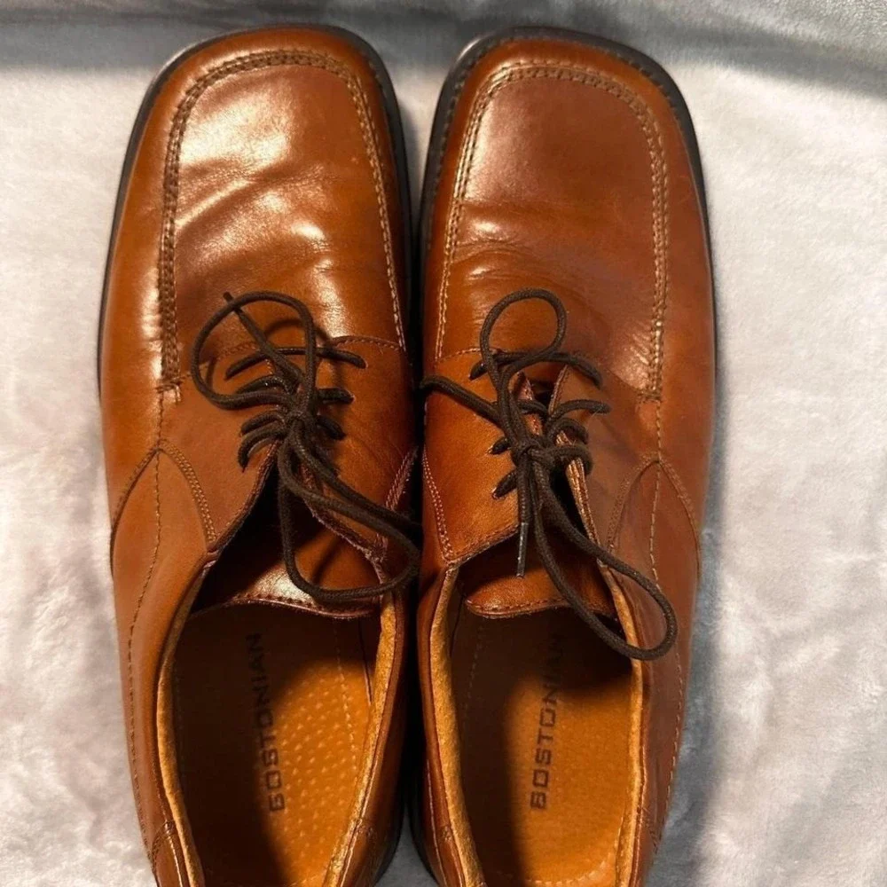 Bostonian Strada Men's Size 10D Brown Italian Leather Oxford Lace-Up Dress Shoes